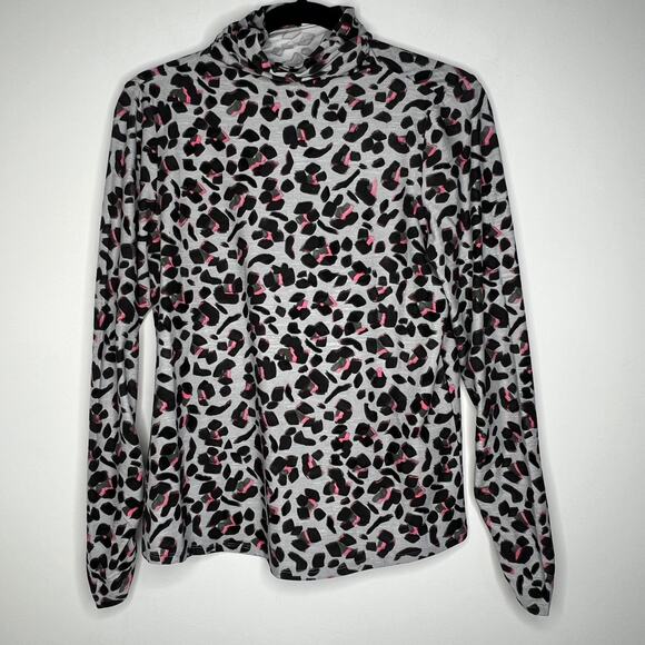 Nic + Zoe Cheetah Pop Long Sleeve High Neck Shirt Size Small - Picture 2 of 6